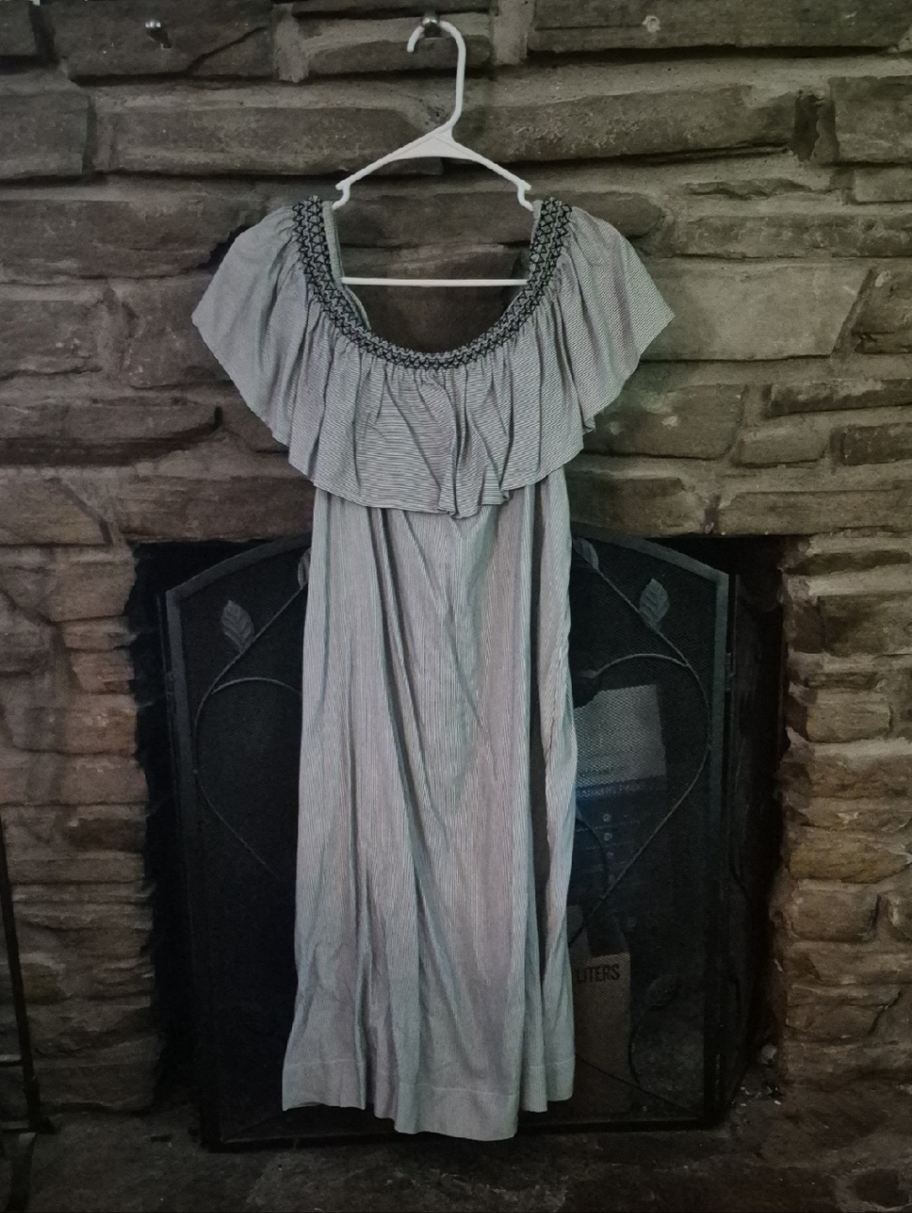 LOFT Light Blue and White Striped Maxi Dress